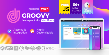 WordPress mega menu plugin preview showing a horizontal dropdown menu with multi-column content blocks