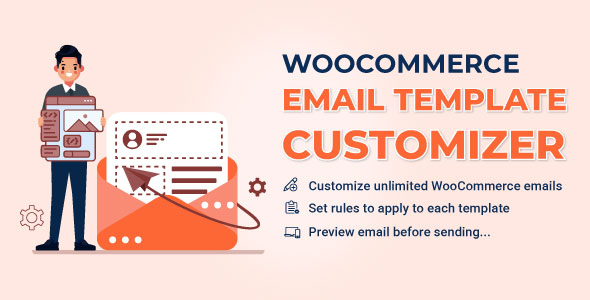 WooCommerce email template editor with drag-and-drop elements and order details preview