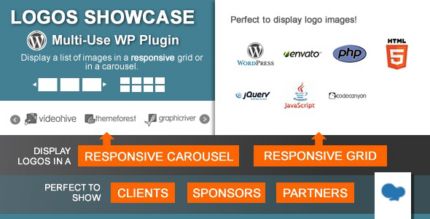 WordPress logo showcase plugin with a responsive grid of client logos and a carousel slider
