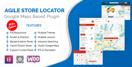 WordPress store locator with Google Maps, store list, search bar and category filters