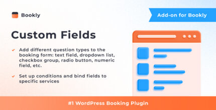 Bookly booking form Details step with extra custom fields such as drop-down, checkbox and text inputs