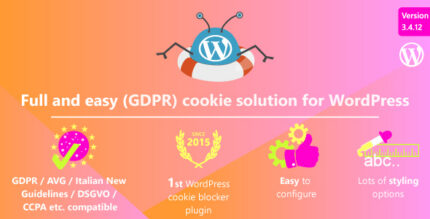 WordPress cookie consent bar with accept, decline and cookie settings options