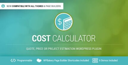 Cost calculator form with sliders, dropdown options and a running price total