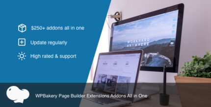 WPBakery add-on bundle showing hover effects, image hotspots, flip boxes and sliders on a WordPress page