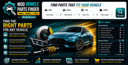 WooCommerce Vehicle Parts Finder - Make/Model/Year