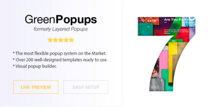 WordPress popup plugin preview with a layered popup template and email subscription form