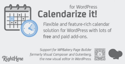 WordPress events calendar plugin showing a month view with scheduled events and navigation controls