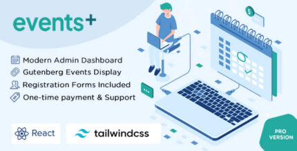 Events calendar plugin with event list, grid view and registration form
