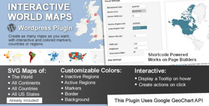 Interactive world map with colored countries, markers and a hover tooltip