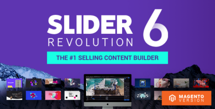 Slider Revolution Magento extension preview showing a responsive hero slider