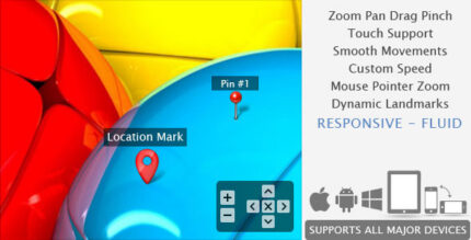 jQuery image viewer showing a zoomed map with pan and zoom buttons